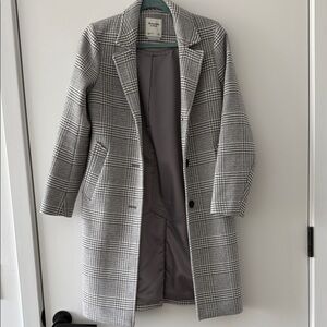 Abercrombie & Fitch Gray Plaid Trench Coat